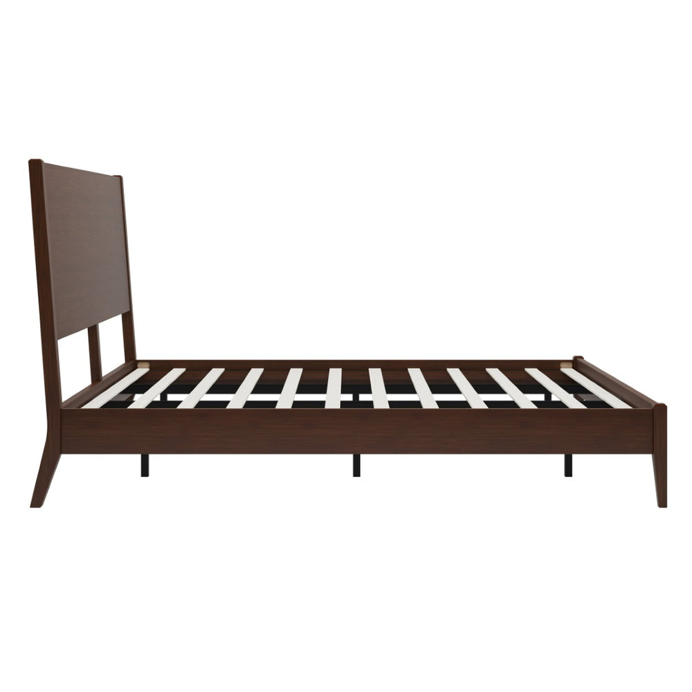 English Elm Mid-Century Solid Bamboo Sleigh Platform Bed with Slatted Base for King Bedroom N701P469054Q
