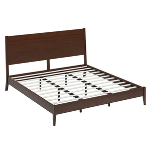 English Elm Mid-Century Solid Bamboo Sleigh Platform Bed with Slatted Base for King Bedroom N701P469054Q