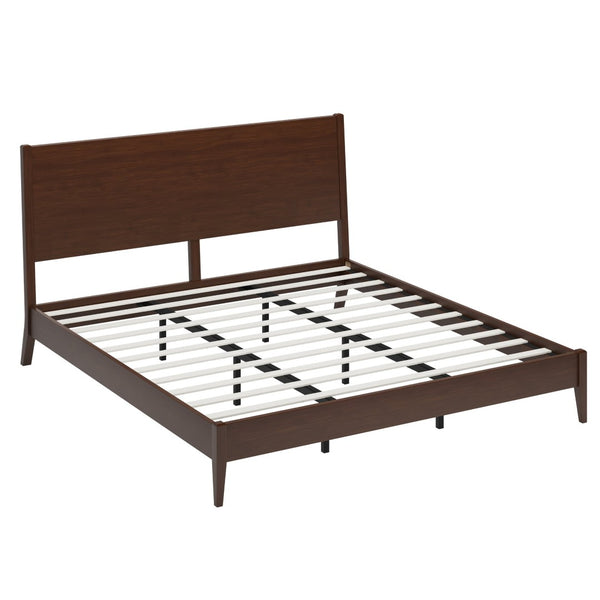 English Elm Mid-Century Solid Bamboo Sleigh Platform Bed with Slatted Base for King Bedroom N701P469054Q