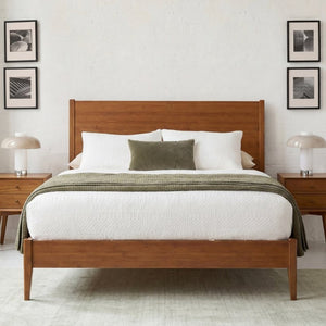 English Elm Bs701p469055d Solid Bamboo Mid-Century Platform Bed with Sled Base and Slat Support N701P469055D