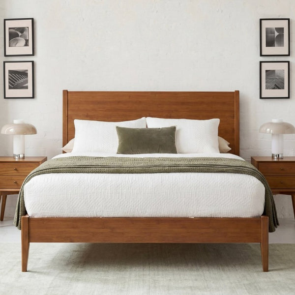 English Elm Bs701p469055d Solid Bamboo Mid-Century Platform Bed with Sled Base and Slat Support N701P469055D