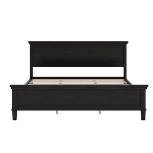 English Elm Mid-Century King Platform Bed Solid Pine Tapered Legs Wide Headboard Slat Base N701P486556B