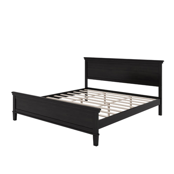 English Elm Mid-Century King Platform Bed Solid Pine Tapered Legs Wide Headboard Slat Base N701P486556B