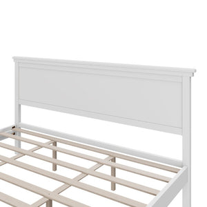 English Elm Mid-Century King Platform Bed Solid Pine Tapered Legs Curved Headboard Farmhouse Style White N701P486556K