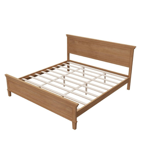 English Elm Mid-Century King Platform Bed Solid Pine Tapered Legs Curved Headboard Farmhouse Style Seadrift N701P486556S