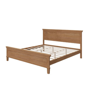English Elm Mid-Century King Platform Bed Solid Pine Tapered Legs Curved Headboard Farmhouse Style Seadrift N701P486556S