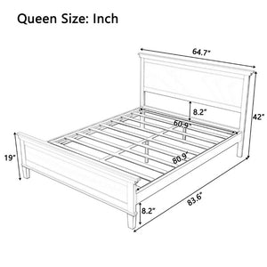 English Elm Mid-Century Queen Platform Bed Solid Pine Tapered Legs Clean Headboard Slat Base Charcoal Black N701P486560B