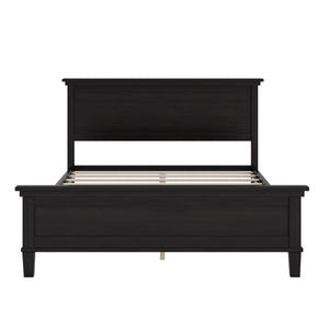 English Elm Mid-Century Modern Pine Platform Bed Full Size Slat Support Farmhouse Bedroom Frame Charcoal Black N701P486609B