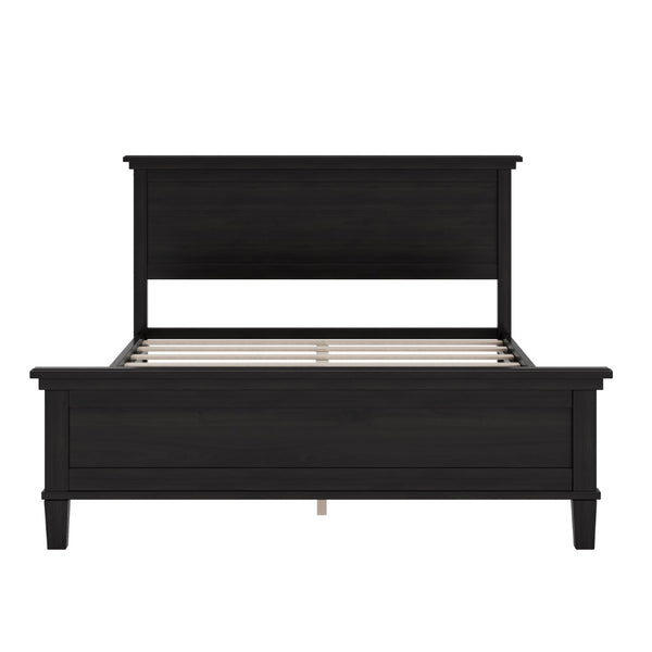 English Elm Mid-Century Modern Pine Platform Bed Full Size Slat Support Farmhouse Bedroom Frame Charcoal Black N701P486609B