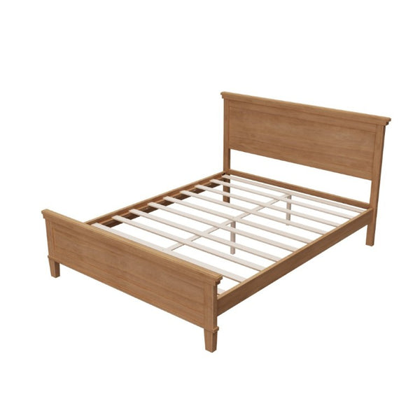 English Elm Mid-Century Pine Platform Bed Full Slat Support Geometric Headboard Seadrift Finish N701P486609S