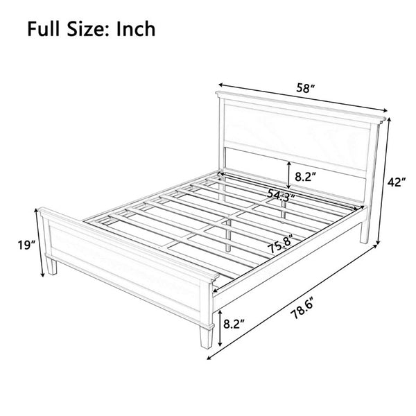 English Elm Mid-Century Pine Platform Bed Full Slat Support Geometric Headboard Seadrift Finish N701P486609S