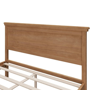 English Elm Mid-Century Pine Platform Bed Full Slat Support Geometric Headboard Seadrift Finish N701P486609S