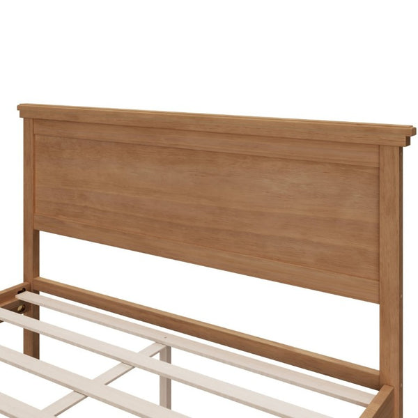 English Elm Mid-Century Pine Platform Bed Full Slat Support Geometric Headboard Seadrift Finish N701P486609S