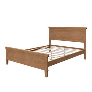 English Elm Mid-Century Pine Platform Bed Full Slat Support Geometric Headboard Seadrift Finish N701P486609S