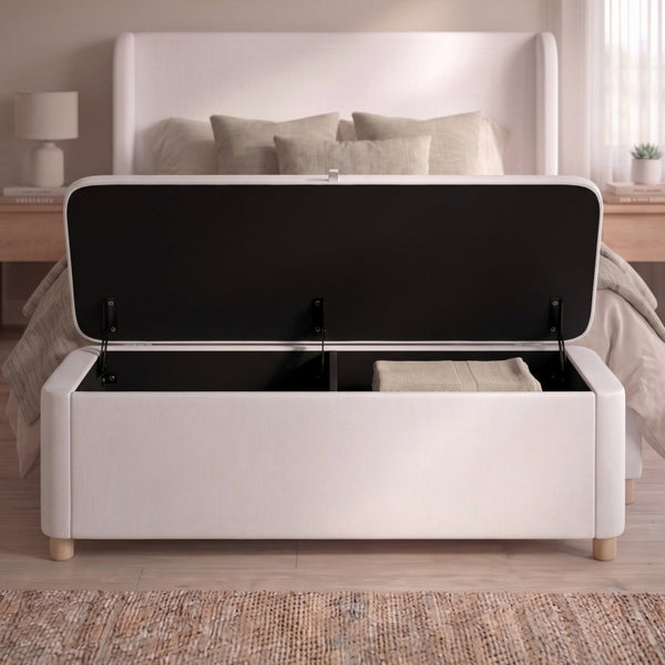 English Elm 59 Inch Velvet Lift Top Storage Bench with Rubberwood Legs for Bedroom or Entryway N701P498619C