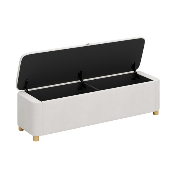 English Elm 59 Inch Velvet Lift Top Storage Bench with Rubberwood Legs for Bedroom or Entryway N701P498619C