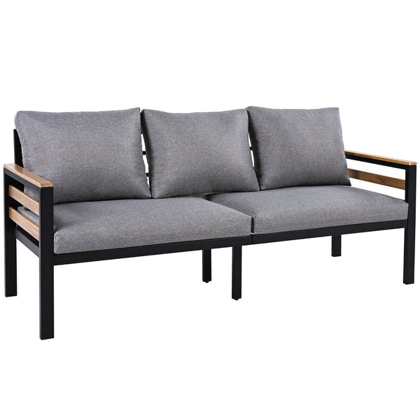 English Elm <old Go 4 Piece Outdoor Patio Conversation Set with Acacia Wood Accents and Iron Frame Grey N704F201246E