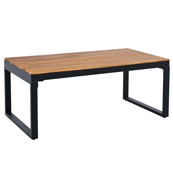 English Elm <old Go 4 Piece Outdoor Patio Conversation Set with Acacia Wood Accents and Iron Frame Grey N704F201246E