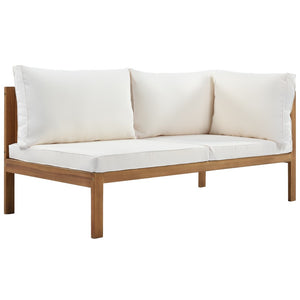 English Elm <old Acacia Wood Modular Outdoor Sectional Sofa Set with Uv Resistant Beige Cushions N704G201207A