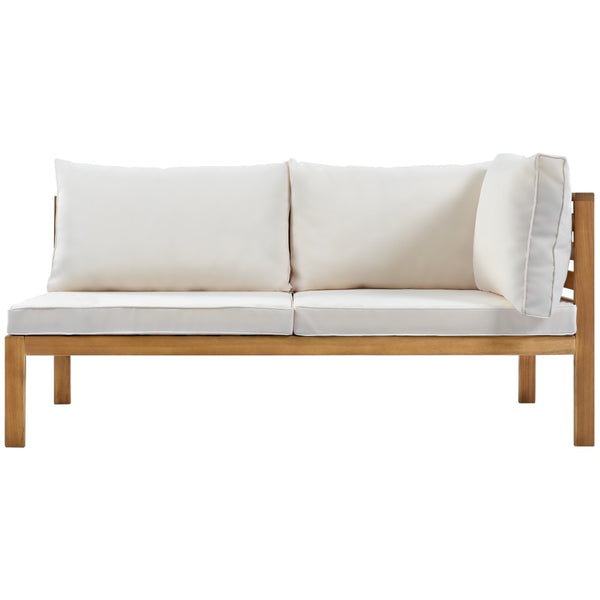 English Elm <old Acacia Wood Modular Outdoor Sectional Sofa Set with Uv Resistant Beige Cushions N704G201207A