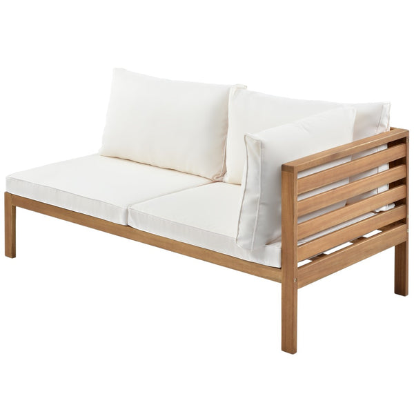English Elm <old Acacia Wood Modular Outdoor Sectional Sofa Set with Uv Resistant Beige Cushions N704G201207A
