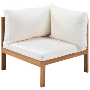 English Elm <old Acacia Wood Modular Outdoor Sectional Sofa Set with Uv Resistant Beige Cushions N704G201207A