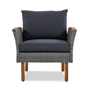 English Elm <old Sku Modular Outdoor Sectional Sofa Set Acacia Wood Pe Rattan Iron Frame Patio N704G201208E