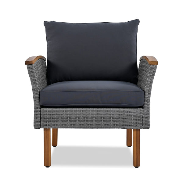 English Elm <old Sku Modular Outdoor Sectional Sofa Set Acacia Wood Pe Rattan Iron Frame Patio N704G201208E