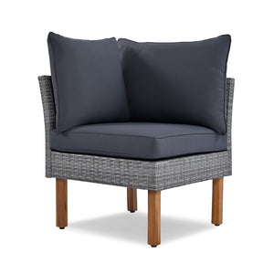 English Elm <old Sku Modular Outdoor Sectional Sofa Set Acacia Wood Pe Rattan Iron Frame Patio N704G201208E