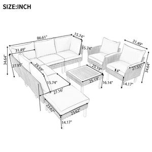 English Elm <old Sku Modular Outdoor Sectional Sofa Set Acacia Wood Pe Rattan Iron Frame Patio N704G201208E