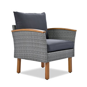 English Elm <old Sku Modular Outdoor Sectional Sofa Set Acacia Wood Pe Rattan Iron Frame Patio N704G201208E