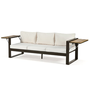 English Elm Aluminum 4 Piece Outdoor Conversation Set with Wpc Accents for Modern Patio Seating N704G201257A