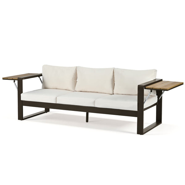 English Elm Aluminum 4 Piece Outdoor Conversation Set with Wpc Accents for Modern Patio Seating N704G201257A