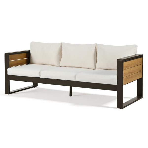 English Elm Aluminum 4 Piece Outdoor Conversation Set with Wpc Accents for Modern Patio Seating N704G201257A