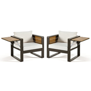 English Elm Aluminum 4 Piece Outdoor Conversation Set with Wpc Accents for Modern Patio Seating N704G201257A