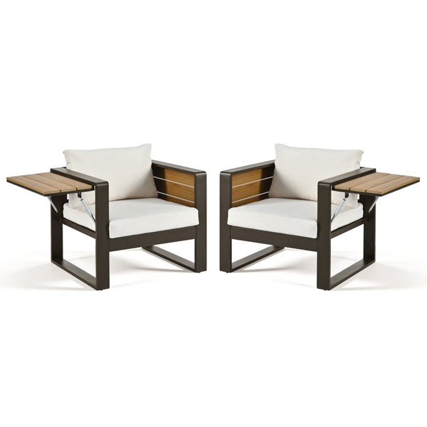 English Elm Aluminum 4 Piece Outdoor Conversation Set with Wpc Accents for Modern Patio Seating N704G201257A
