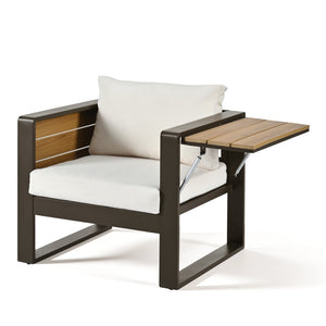 English Elm Aluminum 4 Piece Outdoor Conversation Set with Wpc Accents for Modern Patio Seating N704G201257A