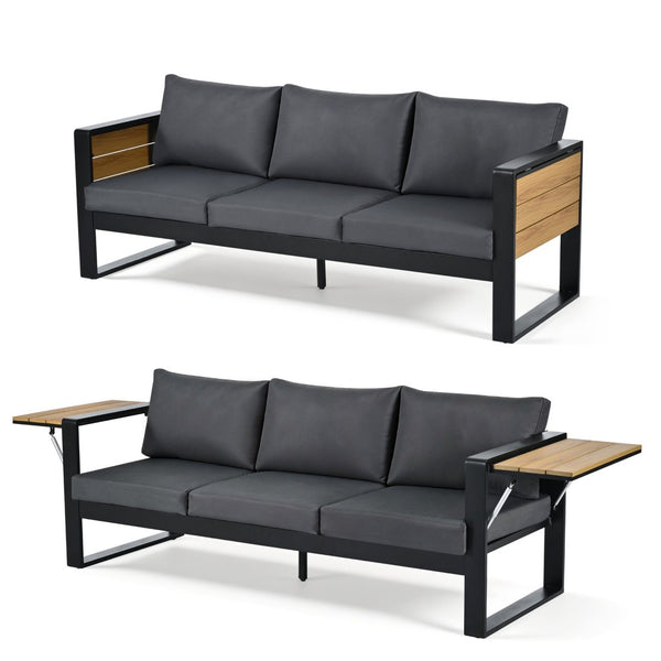 English Elm Aluminum and Wpc 4 Piece Outdoor Conversation Set Seats 5 with Grey Cushions N704G201257E