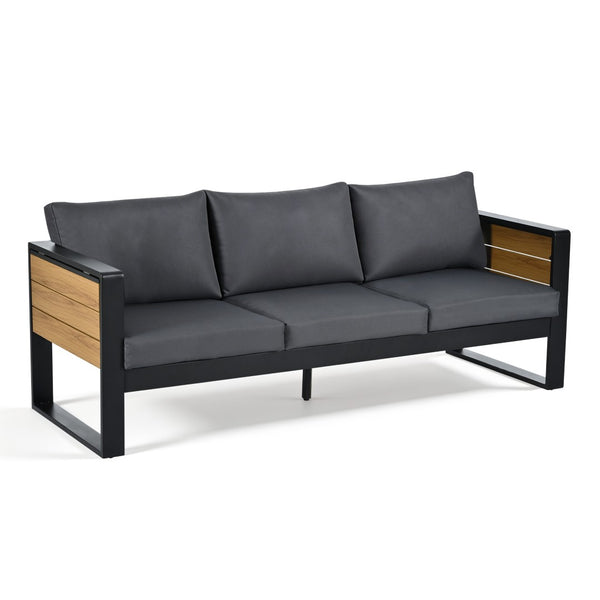 English Elm Aluminum and Wpc 4 Piece Outdoor Conversation Set Seats 5 with Grey Cushions N704G201257E