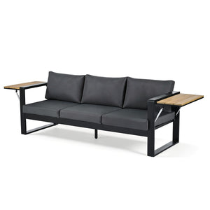 English Elm Aluminum and Wpc 4 Piece Outdoor Conversation Set Seats 5 with Grey Cushions N704G201257E