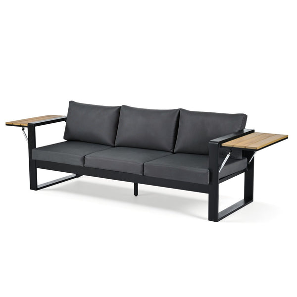 English Elm Aluminum and Wpc 4 Piece Outdoor Conversation Set Seats 5 with Grey Cushions N704G201257E
