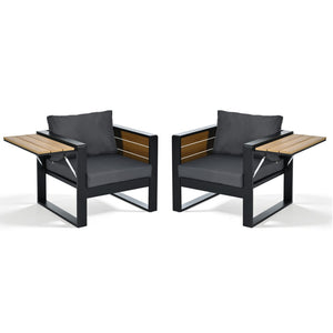 English Elm Aluminum and Wpc 4 Piece Outdoor Conversation Set Seats 5 with Grey Cushions N704G201257E