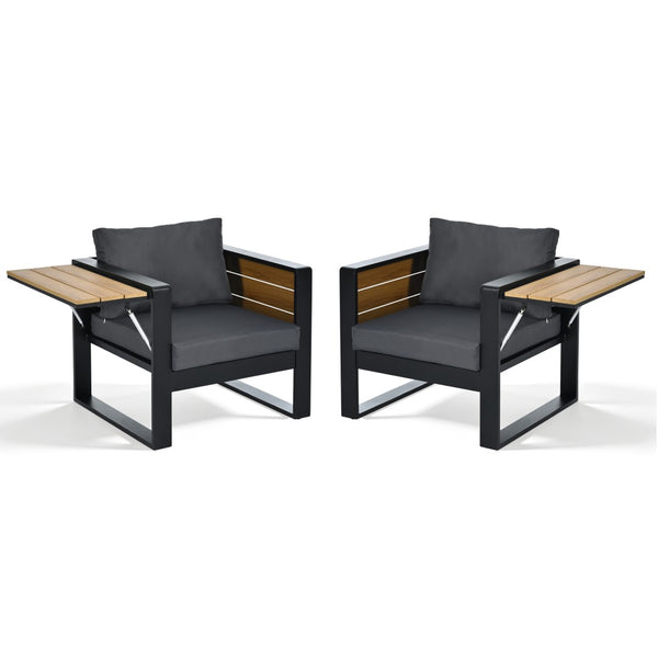 English Elm Aluminum and Wpc 4 Piece Outdoor Conversation Set Seats 5 with Grey Cushions N704G201257E
