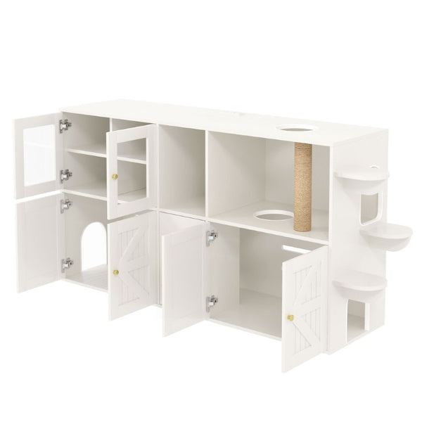 English Elm 10-15 Gallon Aquarium Stand with Wood Finish Cabinet and Built-In Power Strip White 73.23 L x 18.3 W x 35.4 H N704G201622K