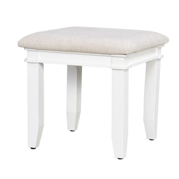 English Elm 48" Vanity Desk with Led Mirror Bamboo Drawer Panels Cushioned Stool Rubberwood Legs Light Beige N704G202310K
