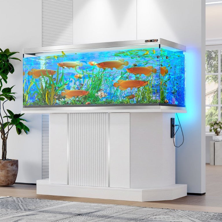 English Elm Modern Aquarium Cabinet Stand with Built-In Power Outlets for 55 to 75 Gallon Tanks N704P350199K