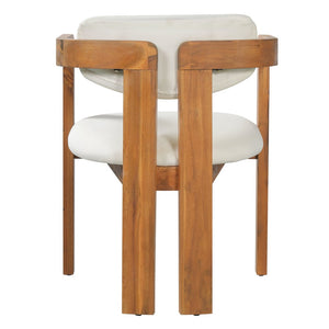 English Elm Set of 2 Solid Acacia Wood Outdoor Dining Armchairs with Cushioned Ergonomic Wraparound Backs Beige N704P417249A