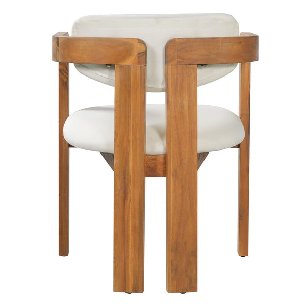 English Elm Set of 2 Solid Acacia Wood Outdoor Dining Armchairs with Cushioned Ergonomic Wraparound Backs Beige N704P417249A