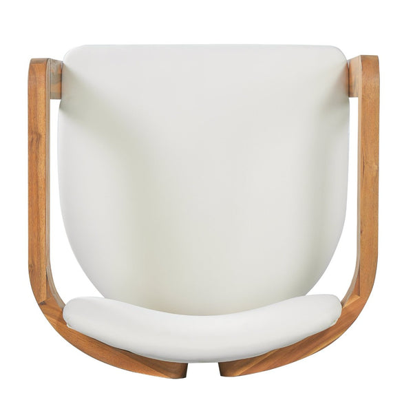 English Elm Set of 2 Solid Acacia Wood Outdoor Dining Armchairs with Cushioned Ergonomic Wraparound Backs Beige N704P417249A