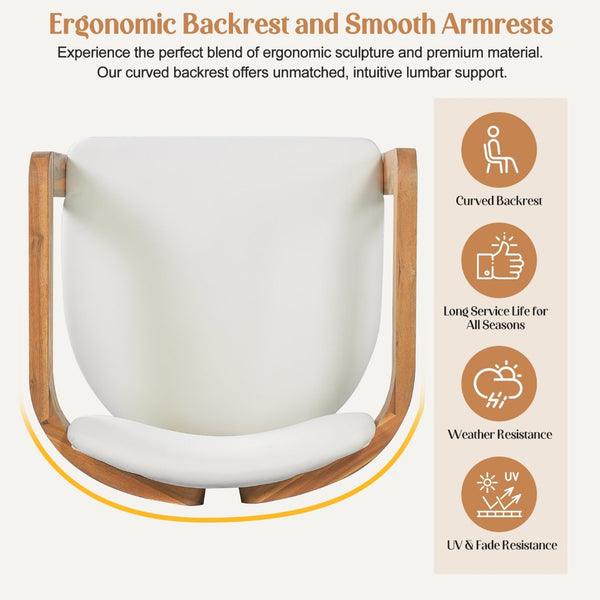 English Elm Set of 2 Solid Acacia Wood Outdoor Dining Armchairs with Cushioned Ergonomic Wraparound Backs Beige N704P417249A